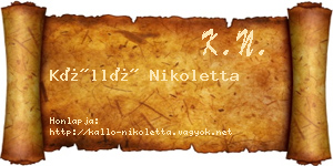 Kálló Nikoletta névjegykártya